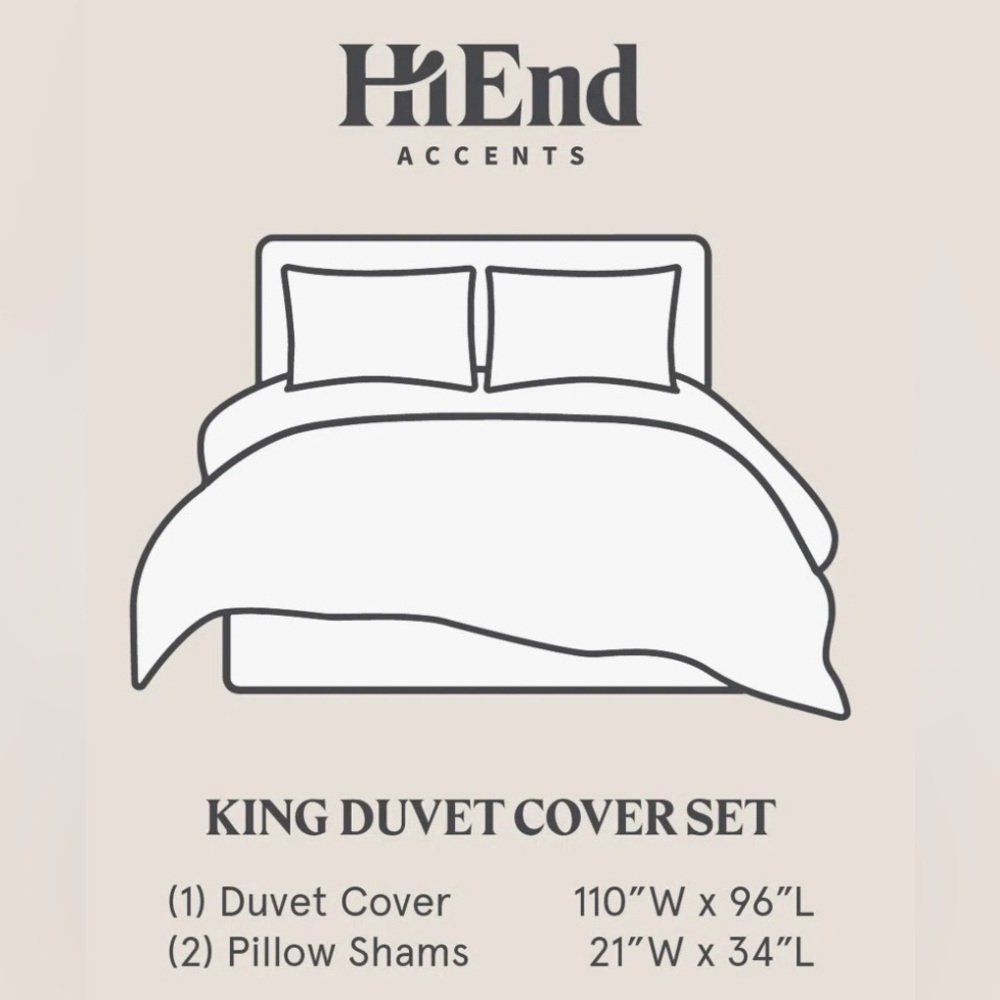 HiEnd Accents Nicole Damask Duvet Cover Set King - Picture 5 of 7